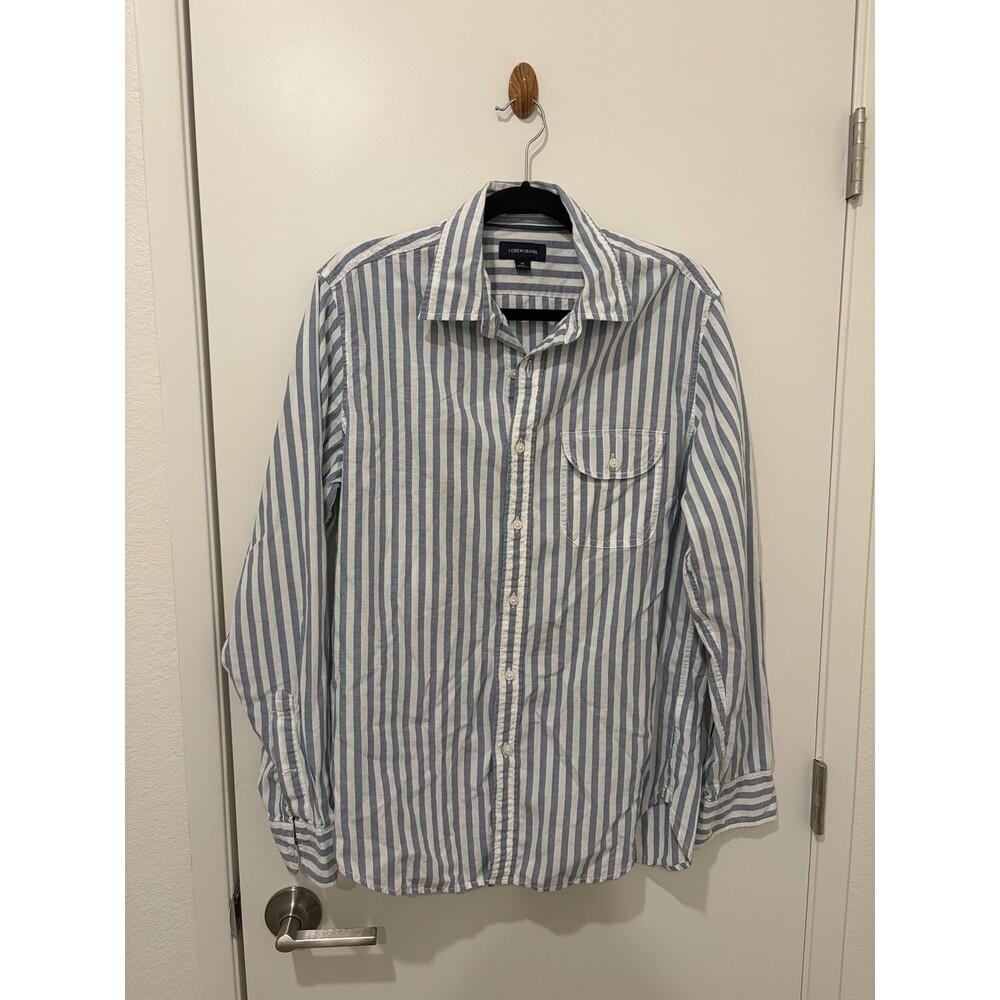 J.Crew Women’s Blue White Striped Cotton Button Down Shirt Size M